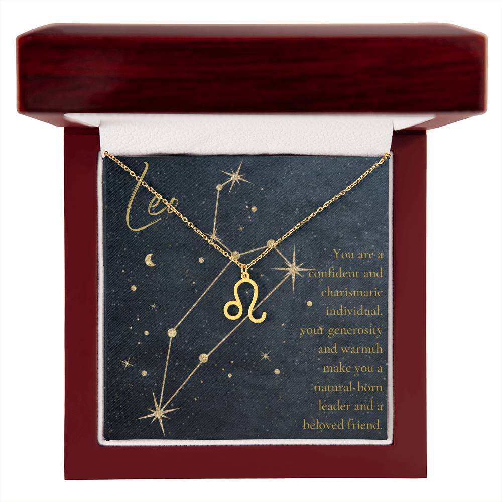 Leo | You are a confident and charismatic individual, your generosity and warmth make you a natural-born leader and a beloved friend. - Zodiac Name Necklace