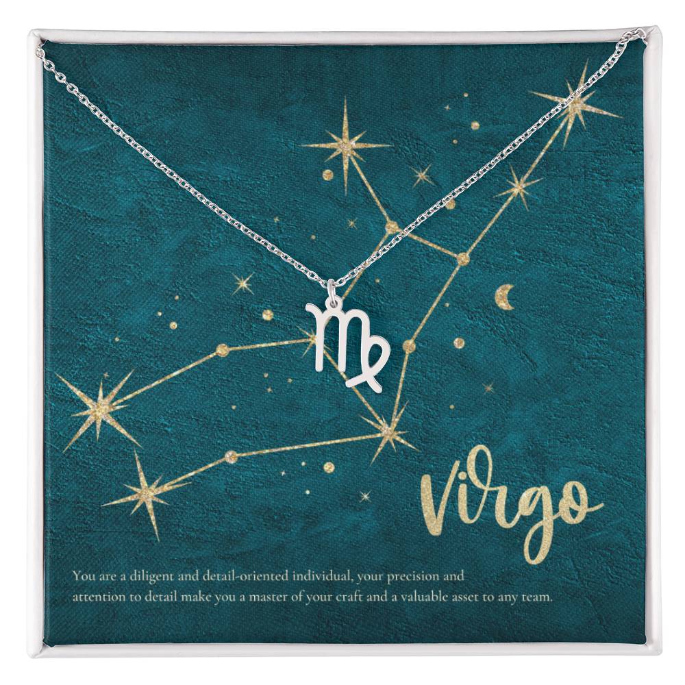 Virgo | You are a diligent and detail-oriented individual, your precision and attention to detail make you a master of your craft and a valuable asset to any team. - Zodiac Name Necklace