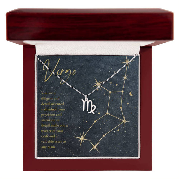 Virgo | You are a diligent and detail-oriented individual, your precision and attention to detail make you a master of your craft and a valuable asset to any team. - Zodiac Name Necklace