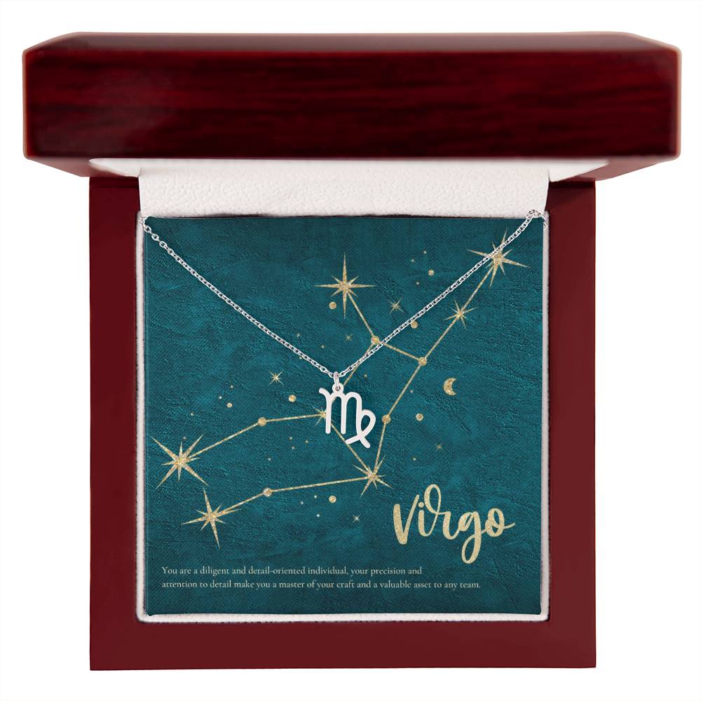 Virgo | You are a diligent and detail-oriented individual, your precision and attention to detail make you a master of your craft and a valuable asset to any team. - Zodiac Name Necklace