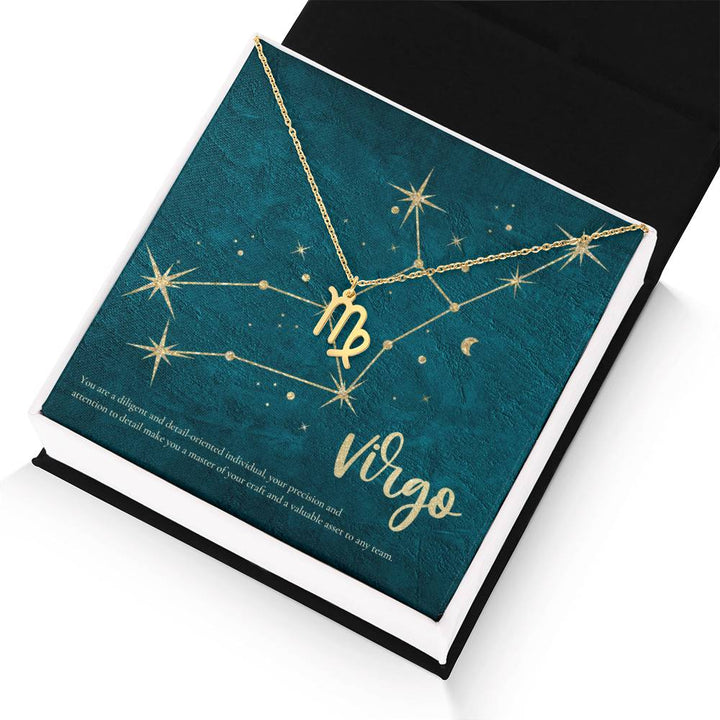 Virgo | You are a diligent and detail-oriented individual, your precision and attention to detail make you a master of your craft and a valuable asset to any team. - Zodiac Name Necklace