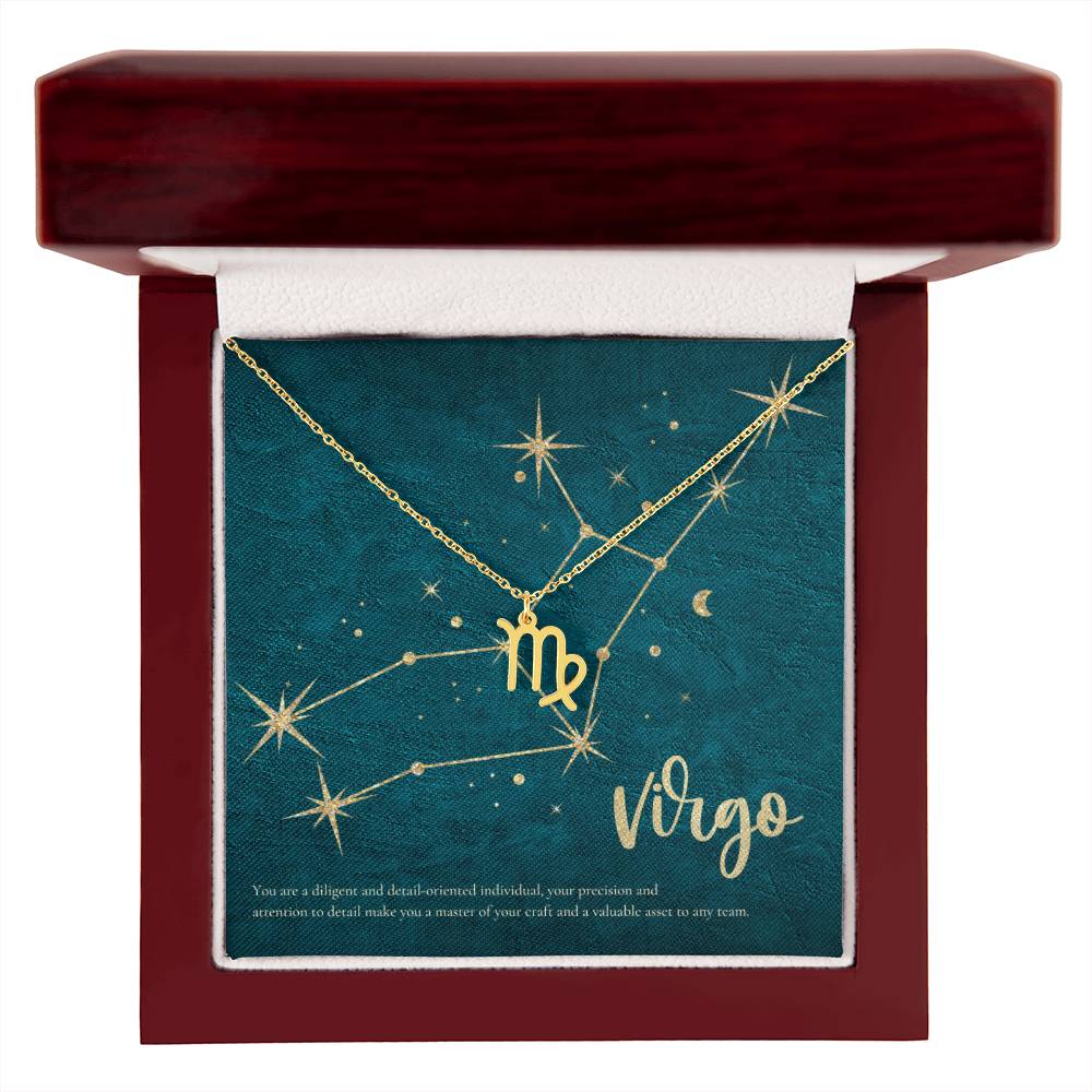 Virgo | You are a diligent and detail-oriented individual, your precision and attention to detail make you a master of your craft and a valuable asset to any team. - Zodiac Name Necklace