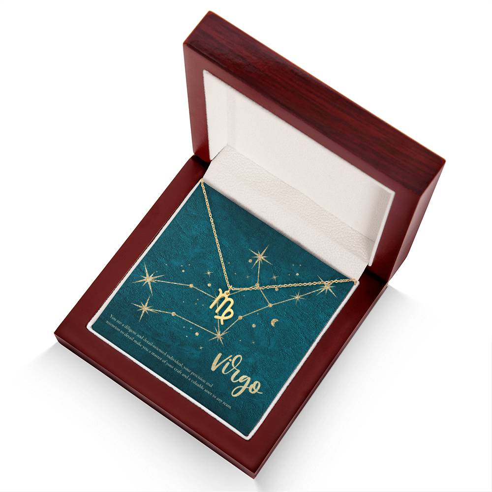 Virgo | You are a diligent and detail-oriented individual, your precision and attention to detail make you a master of your craft and a valuable asset to any team. - Zodiac Name Necklace