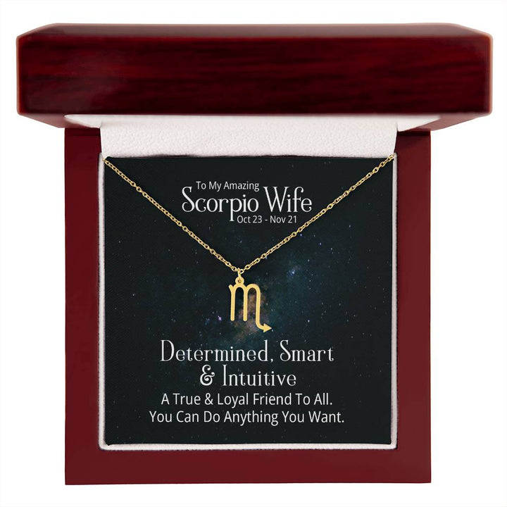 To My Scorpio Wife | Determined, Smart and Intuitive - Zodiac Name Necklace