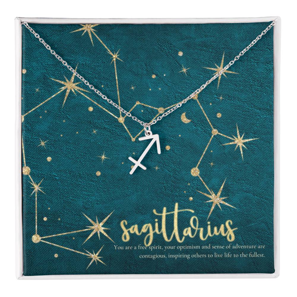 Sagittarius | You are a free spirit, your optimism and sense of adventure are contagious, inspiring others to live life to the fullest. - Zodiac Name Necklace