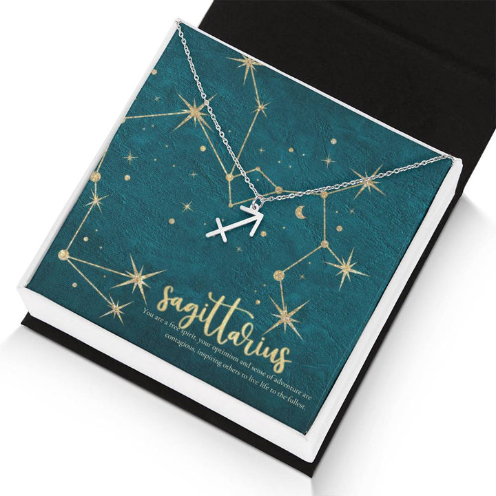 Sagittarius | You are a free spirit, your optimism and sense of adventure are contagious, inspiring others to live life to the fullest. - Zodiac Name Necklace