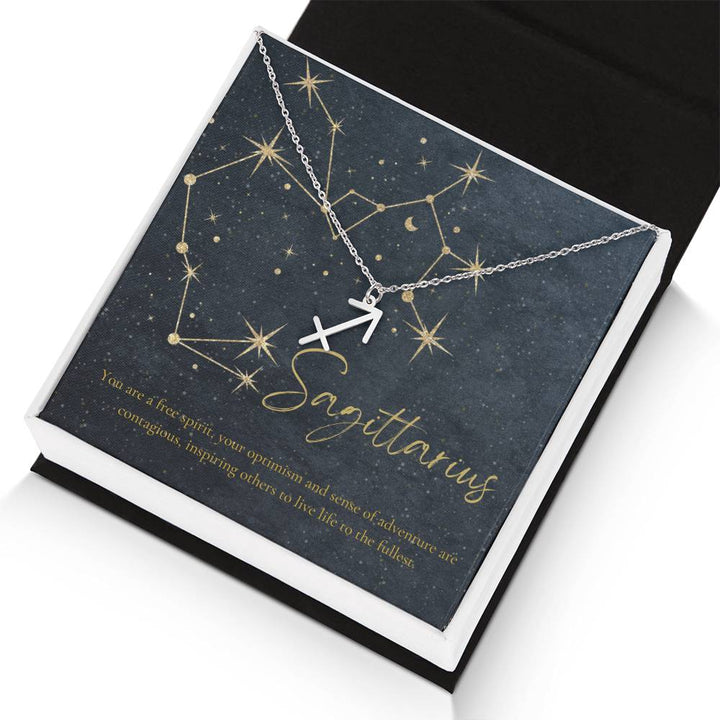 Sagittarius | You are a free spirit, your optimism and sense of adventure are contagious, inspiring others to live life to the fullest. - Zodiac Name Necklace