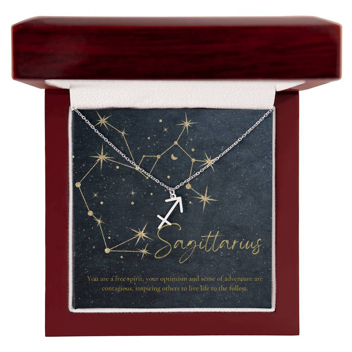 Sagittarius | You are a free spirit, your optimism and sense of adventure are contagious, inspiring others to live life to the fullest. - Zodiac Name Necklace