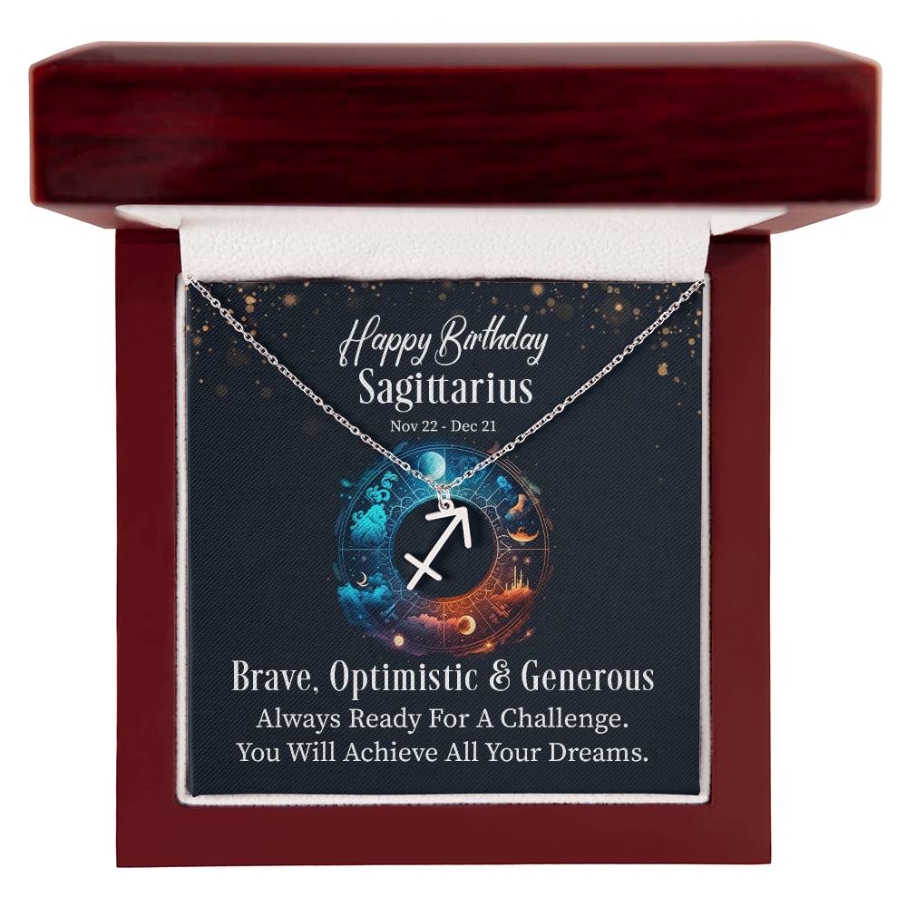 Happy Birthday Sagittarius | Brave, Optimistic and Generous - Zodiac Name Necklace