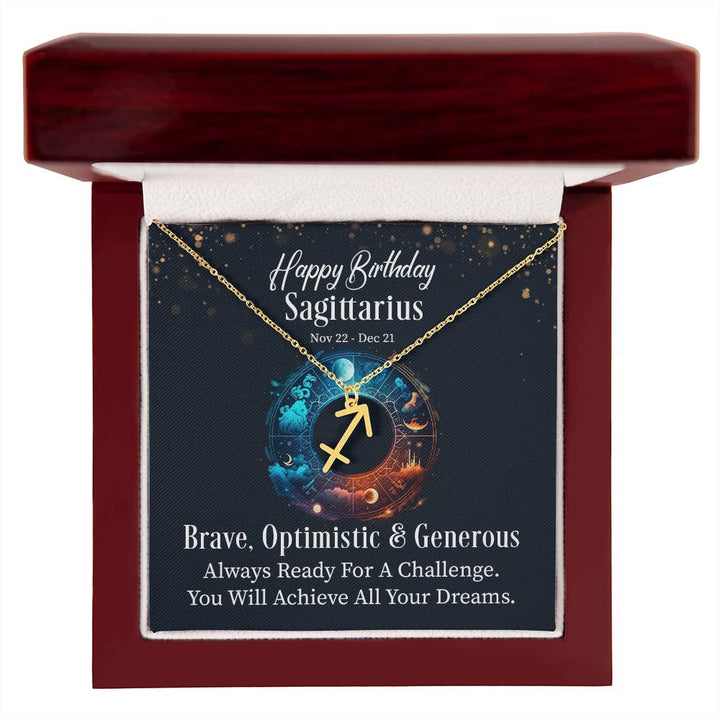 Happy Birthday Sagittarius | Brave, Optimistic and Generous - Zodiac Name Necklace