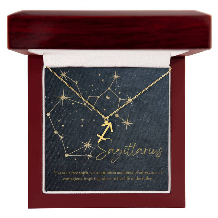 Sagittarius | You are a free spirit, your optimism and sense of adventure are contagious, inspiring others to live life to the fullest. - Zodiac Name Necklace