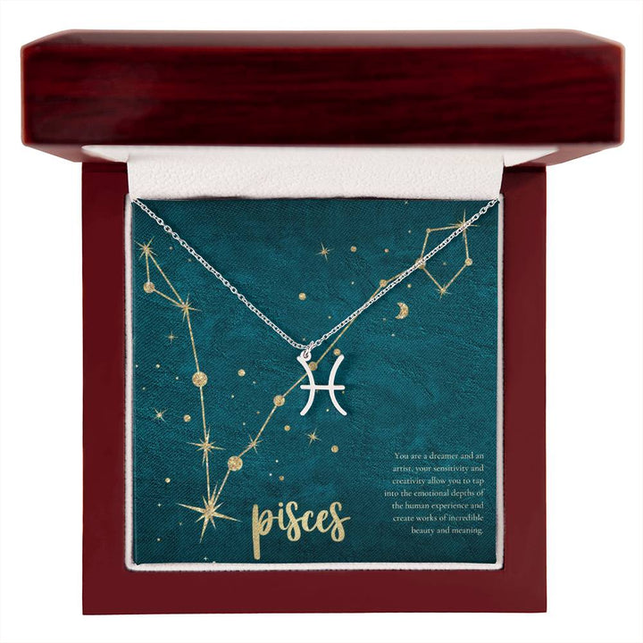 Pisces | You are a dreamer and an artist, your sensitivity and creativity allow you to tap into the emotional depths of the human experience and create works of incredible beauty and meaning. - Zodiac Name Necklace