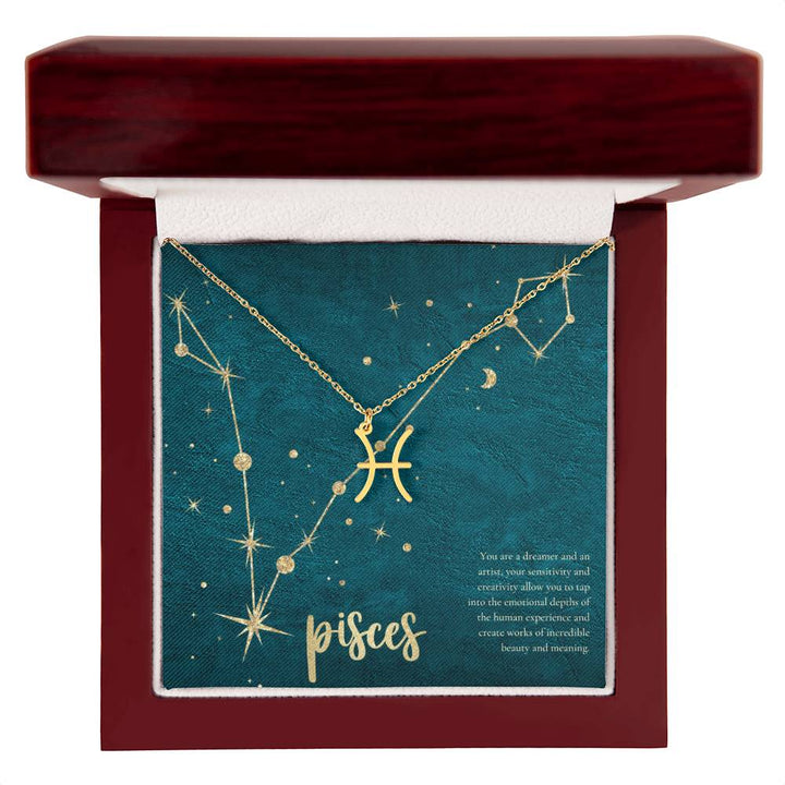 Pisces | You are a dreamer and an artist, your sensitivity and creativity allow you to tap into the emotional depths of the human experience and create works of incredible beauty and meaning. - Zodiac Name Necklace