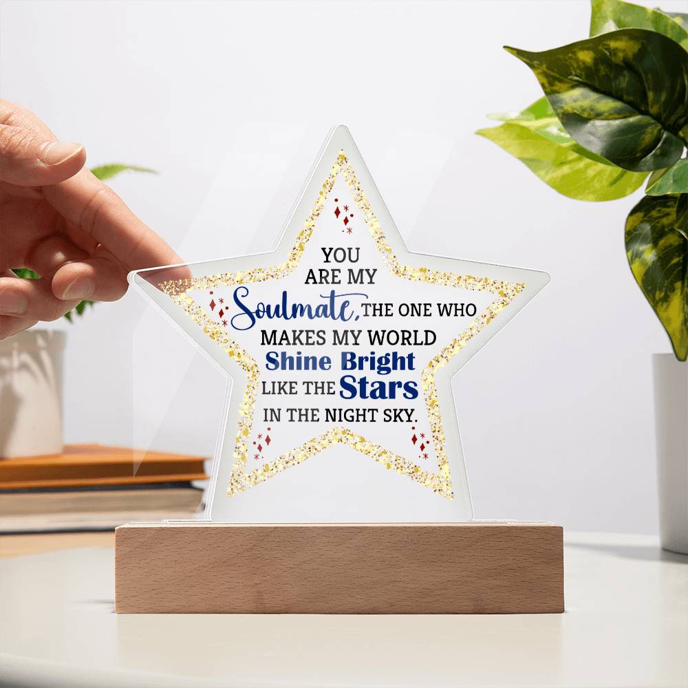 You are My Soulmate | The one who makes my world shine bright like the stars - Printed Star Acrylic Plaque