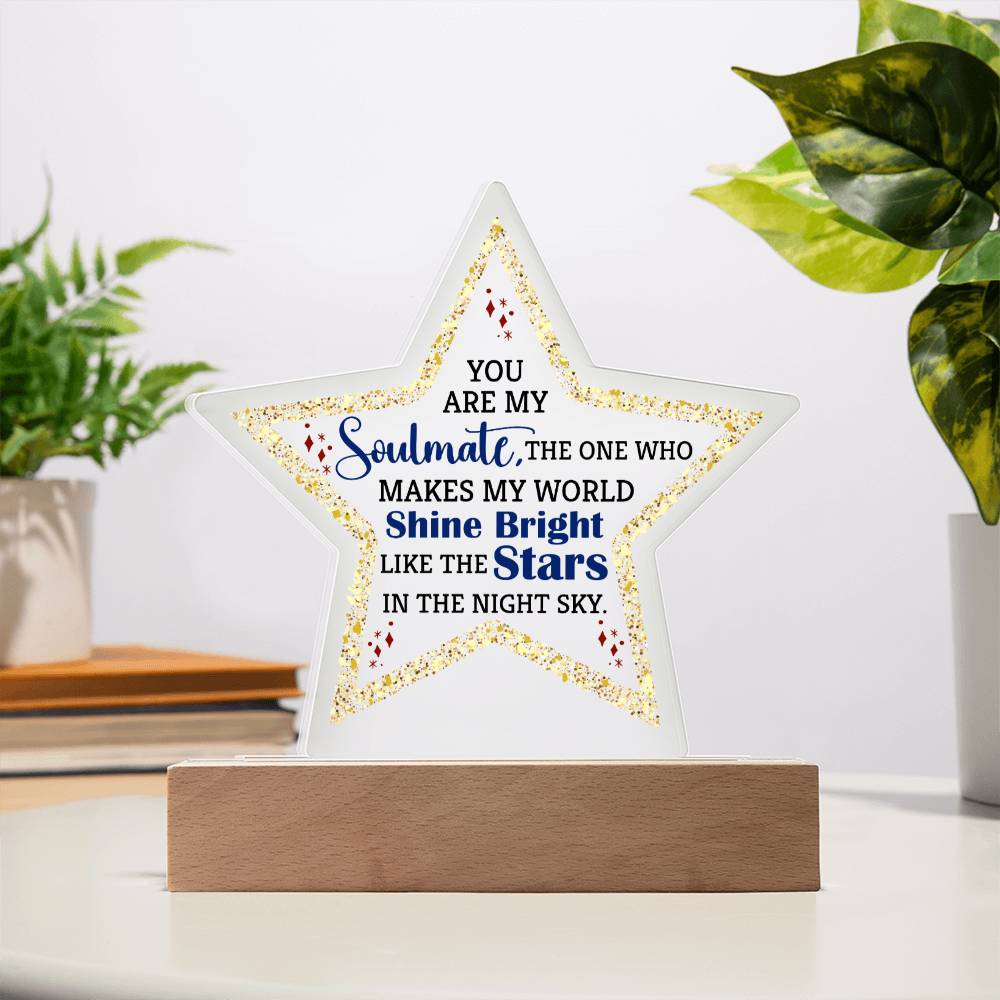 You are My Soulmate | The one who makes my world shine bright like the stars - Printed Star Acrylic Plaque