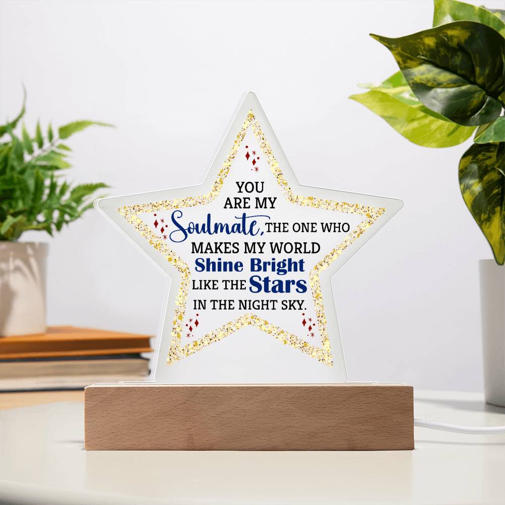 You are My Soulmate | The one who makes my world shine bright like the stars - Printed Star Acrylic Plaque