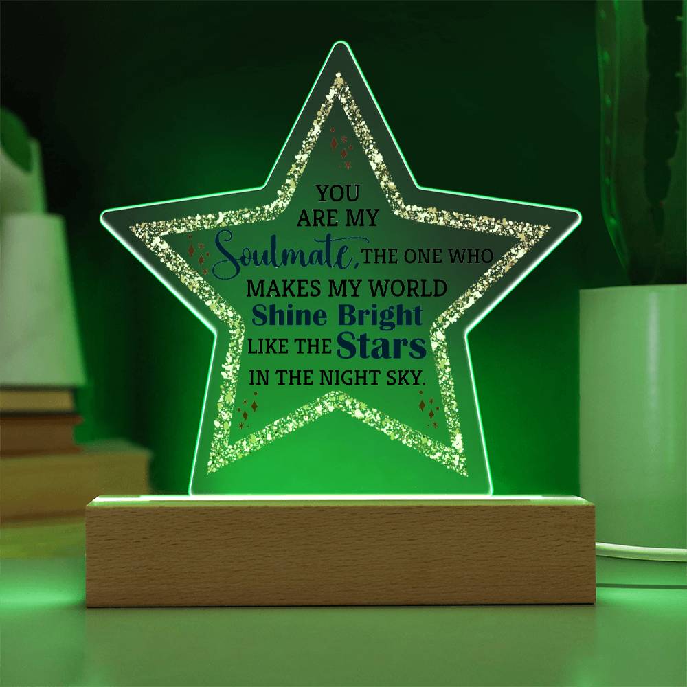 You are My Soulmate | The one who makes my world shine bright like the stars - Printed Star Acrylic Plaque