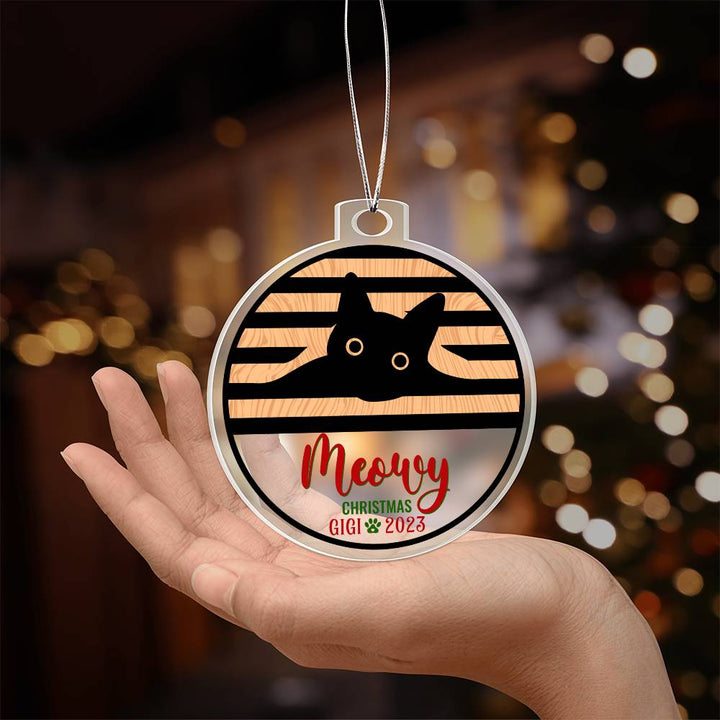 Meowy Christmas - Personalized Acrylic Ornament