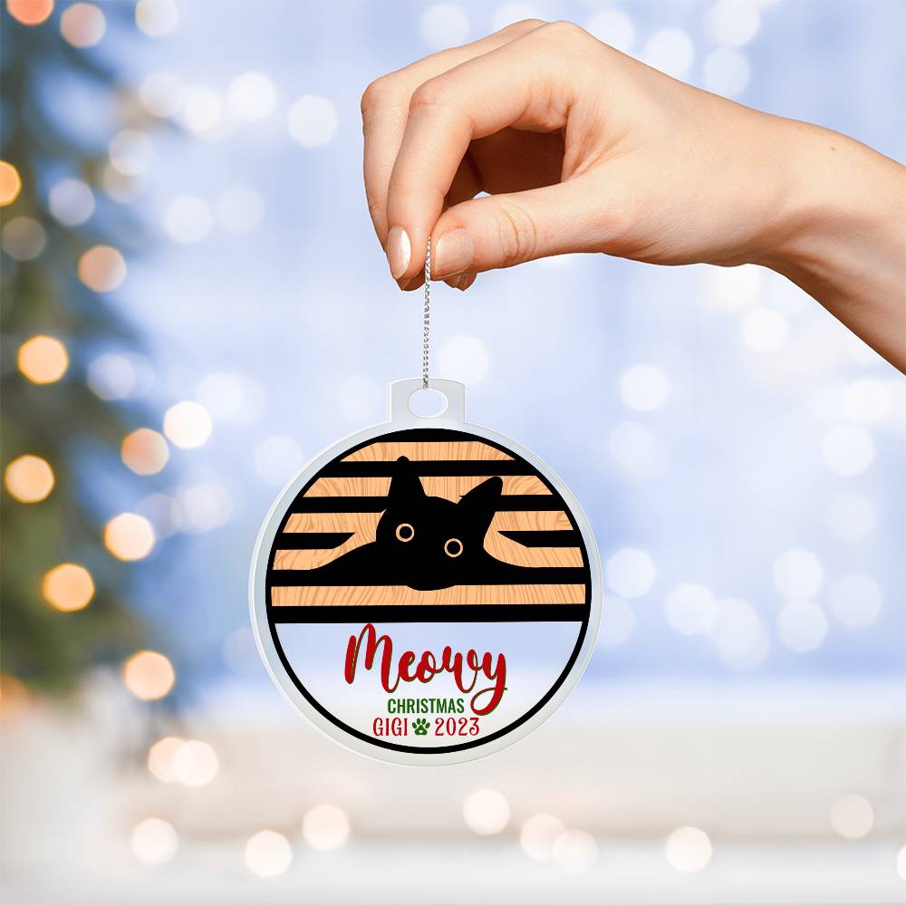 Meowy Christmas - Personalized Acrylic Ornament