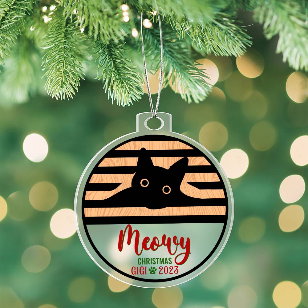 Meowy Christmas - Personalized Acrylic Ornament