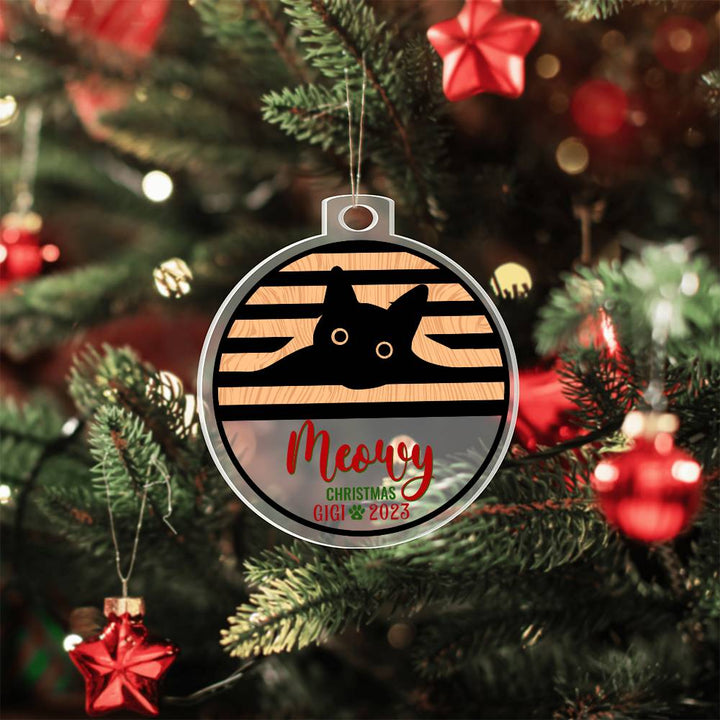 Meowy Christmas - Personalized Acrylic Ornament