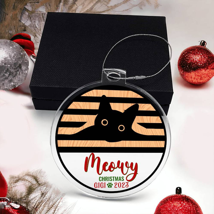 Meowy Christmas - Personalized Acrylic Ornament