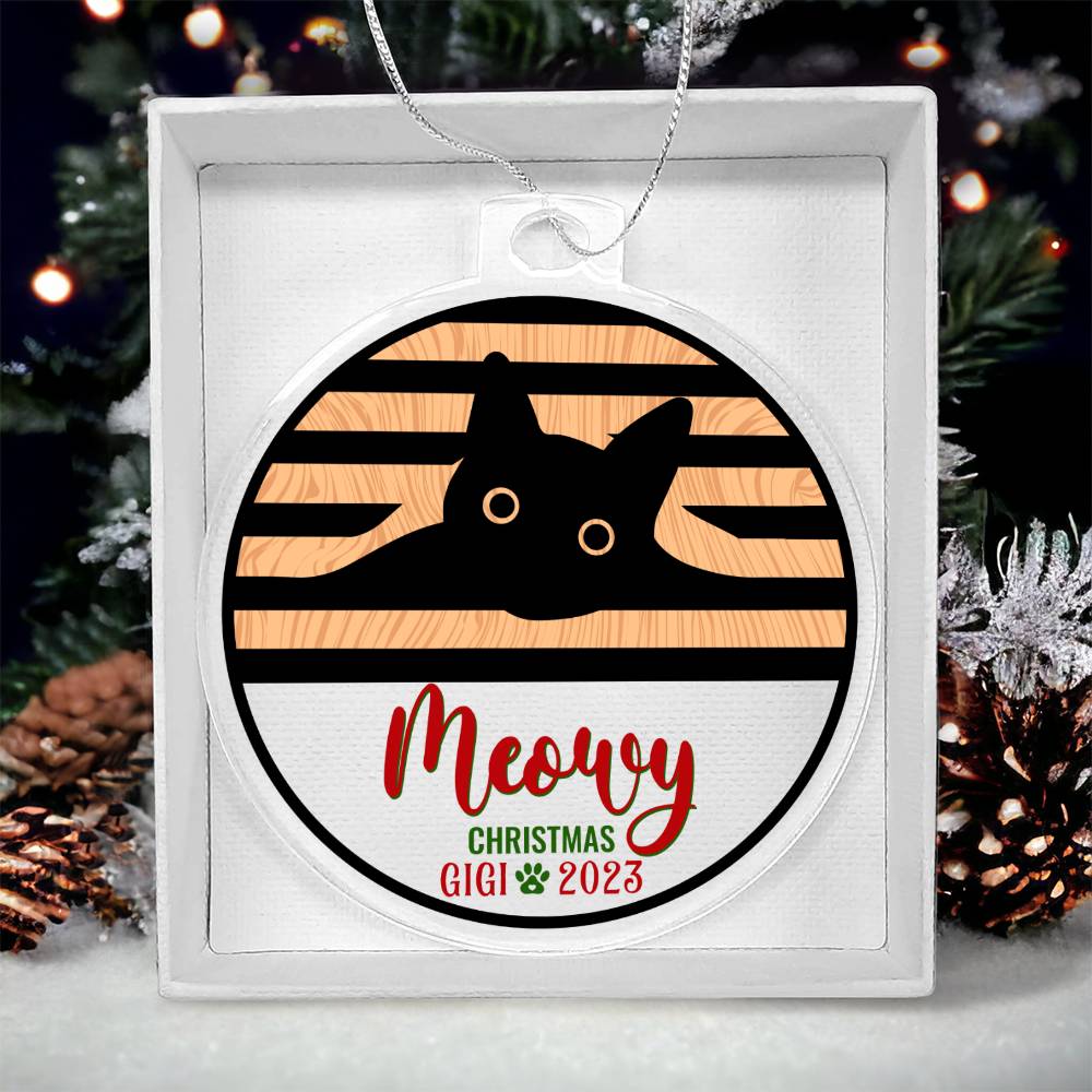 Meowy Christmas - Personalized Acrylic Ornament