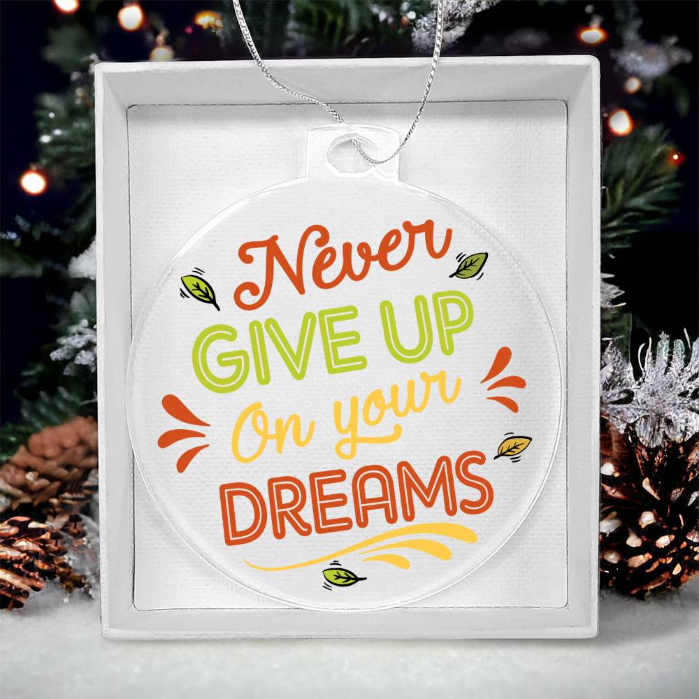 Never Give Up On Your Dreams - Personalized Acrylic Ornament