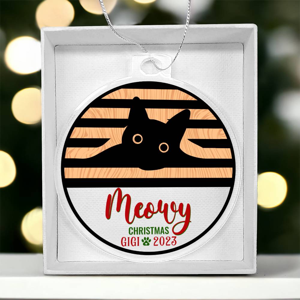 Meowy Christmas - Personalized Acrylic Ornament