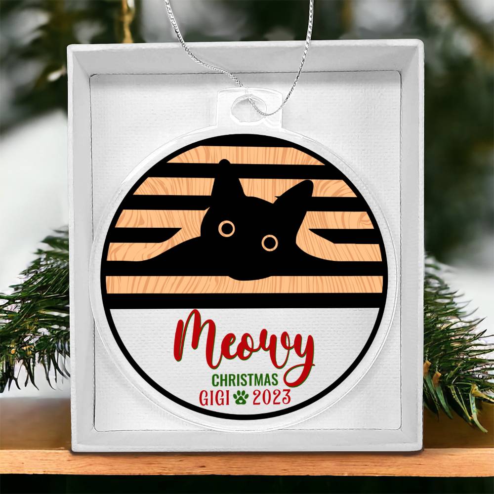 Meowy Christmas - Personalized Acrylic Ornament