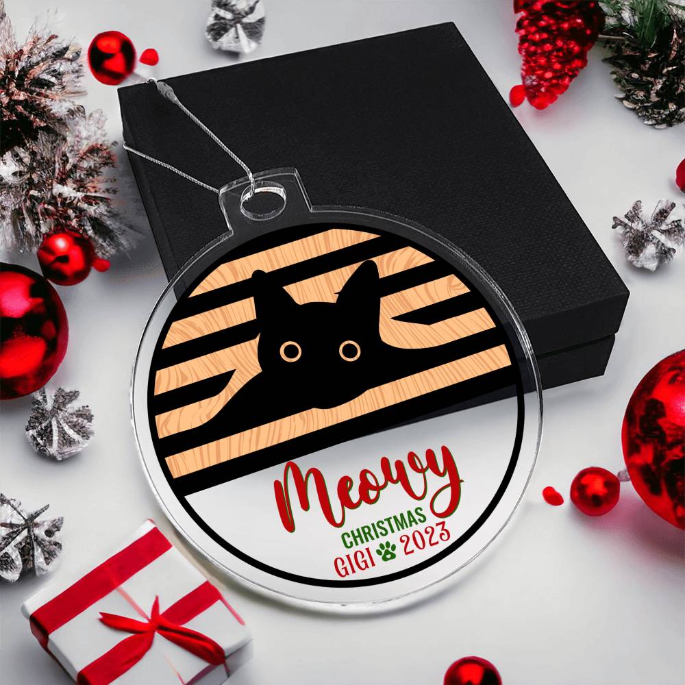 Meowy Christmas - Personalized Acrylic Ornament