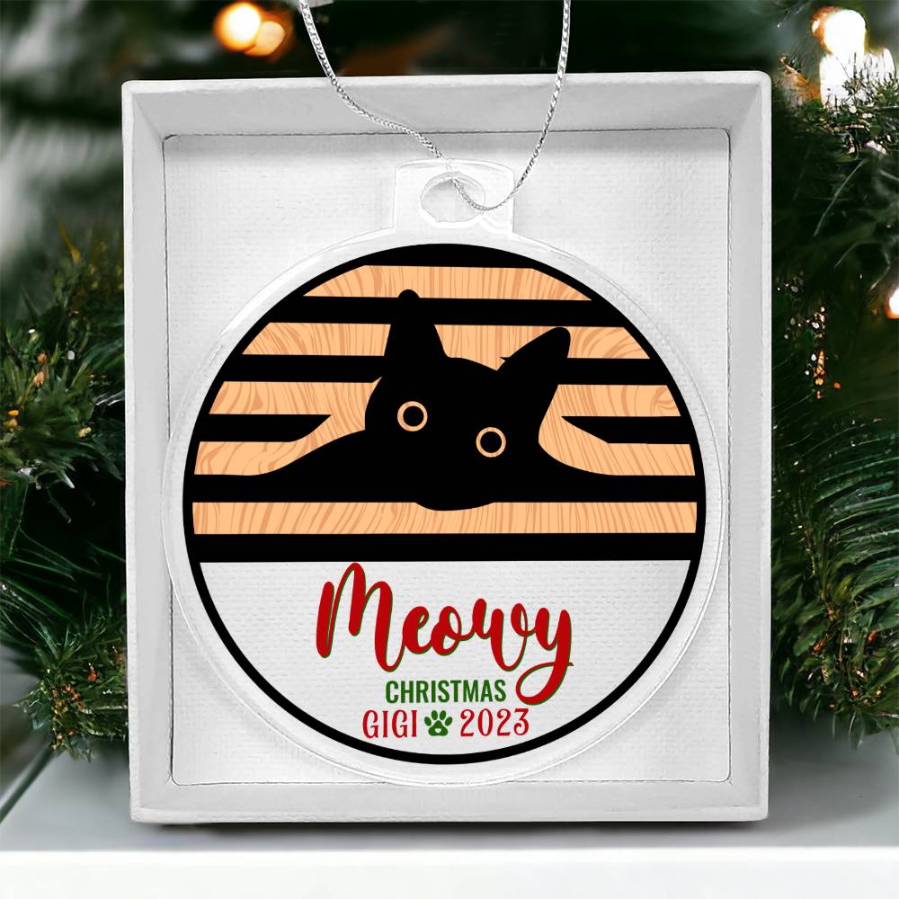 Meowy Christmas - Personalized Acrylic Ornament