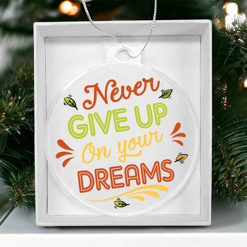 Never Give Up On Your Dreams - Personalized Acrylic Ornament