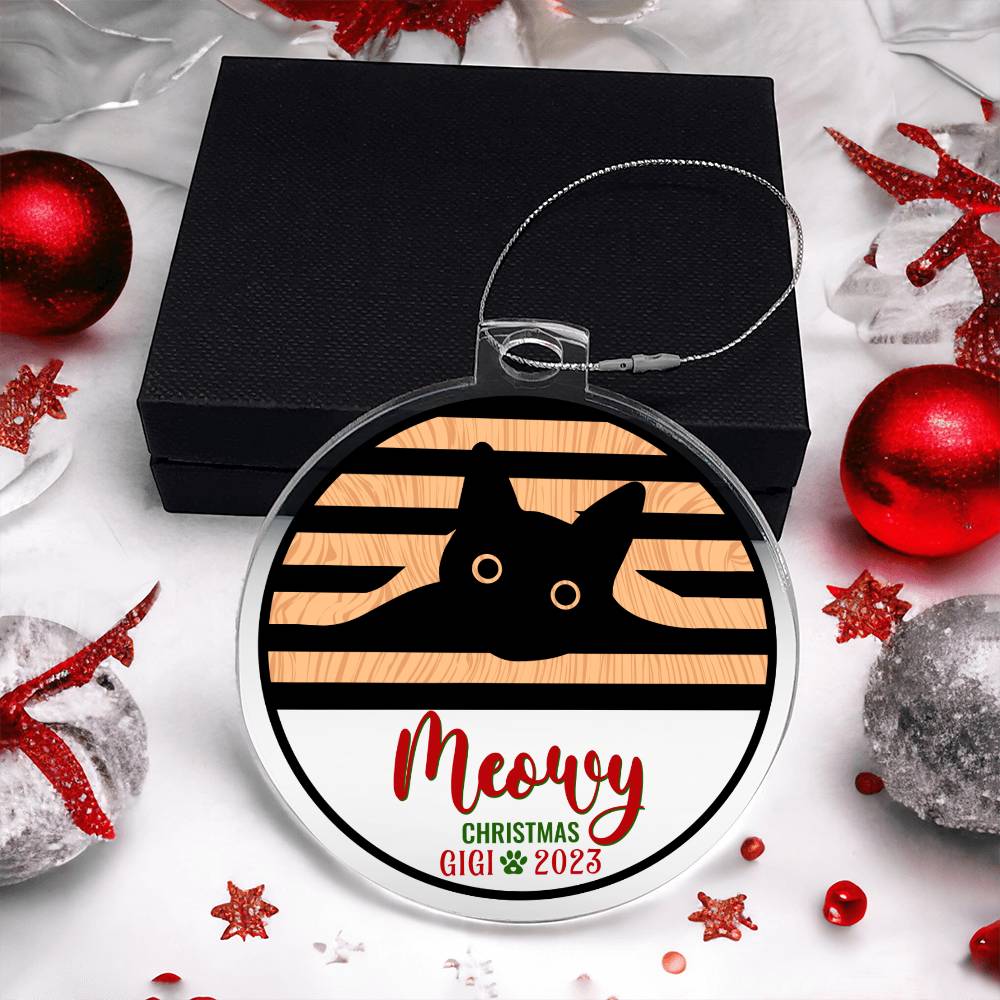 Meowy Christmas - Personalized Acrylic Ornament