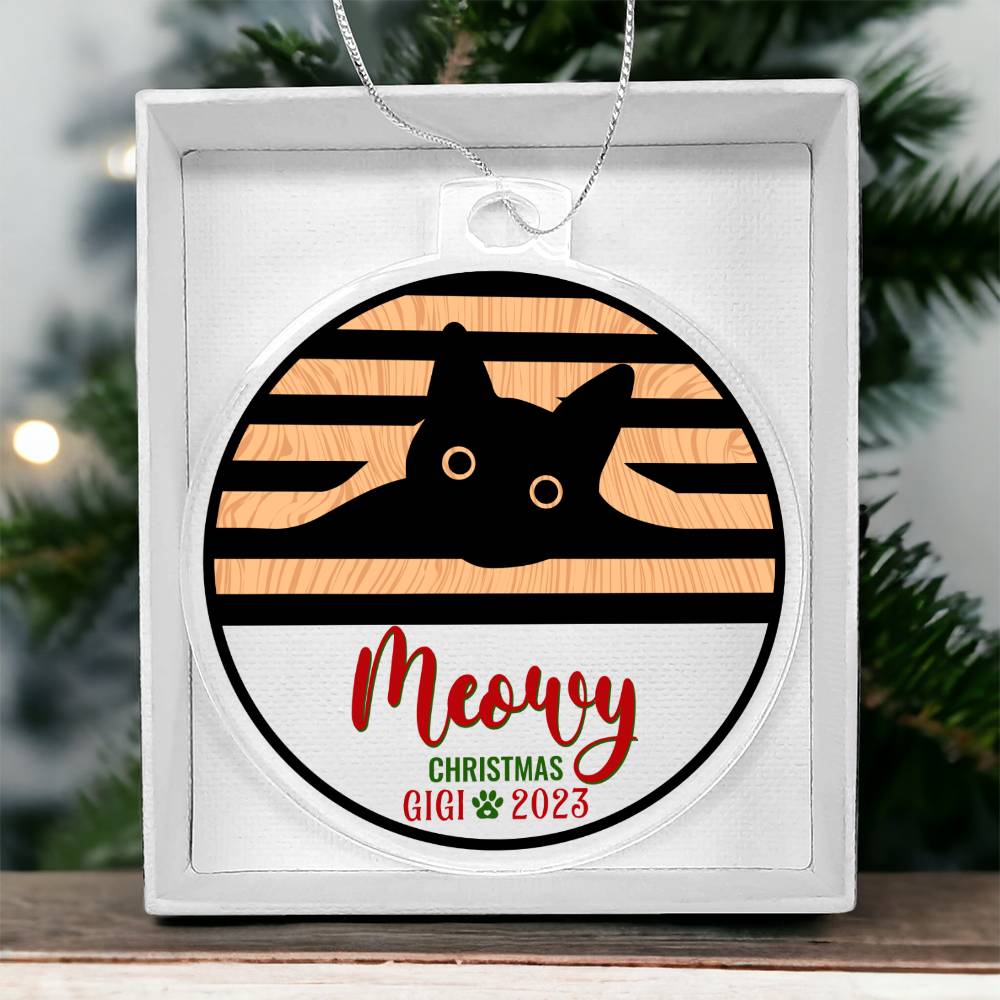 Meowy Christmas - Personalized Acrylic Ornament