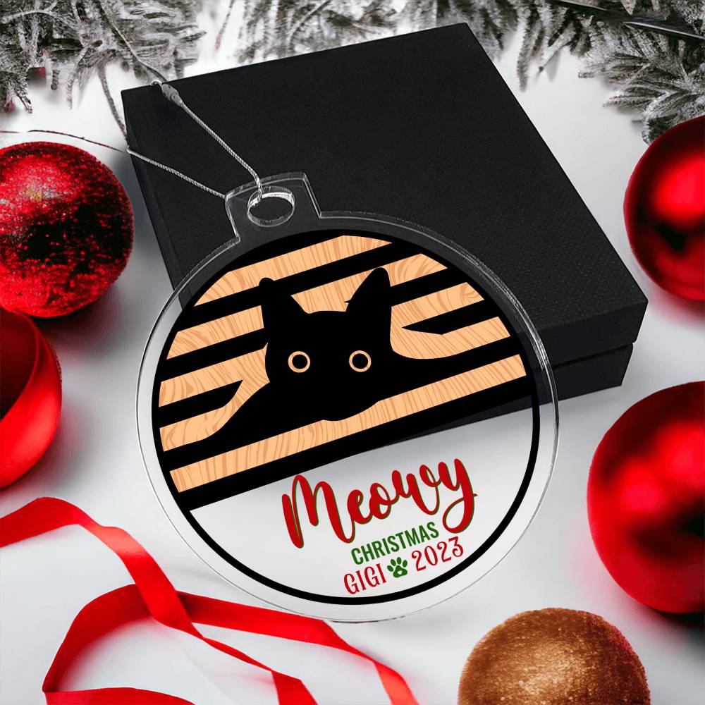 Meowy Christmas - Personalized Acrylic Ornament