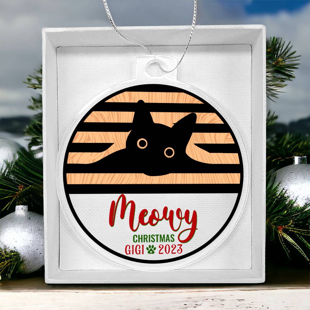 Meowy Christmas - Personalized Acrylic Ornament