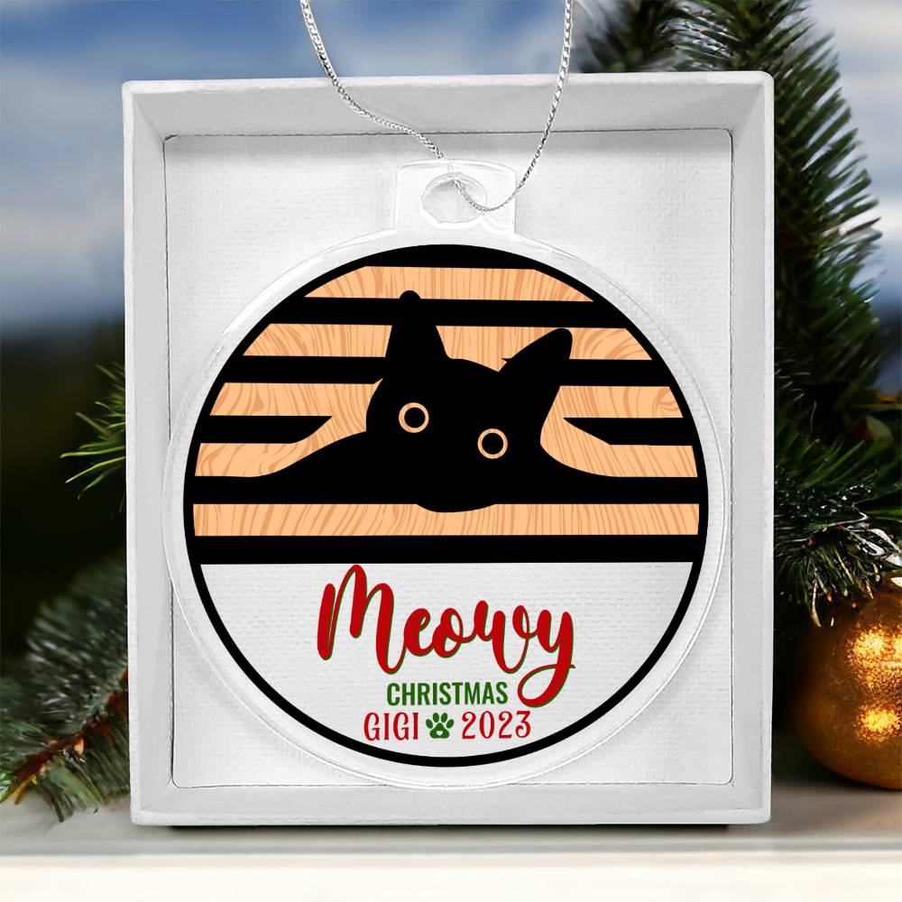 Meowy Christmas - Personalized Acrylic Ornament