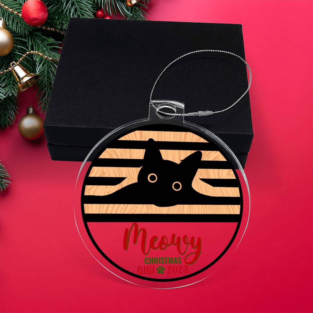 Meowy Christmas - Personalized Acrylic Ornament