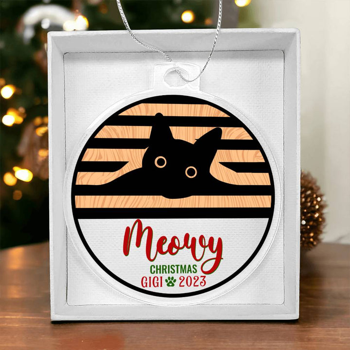 Meowy Christmas - Personalized Acrylic Ornament