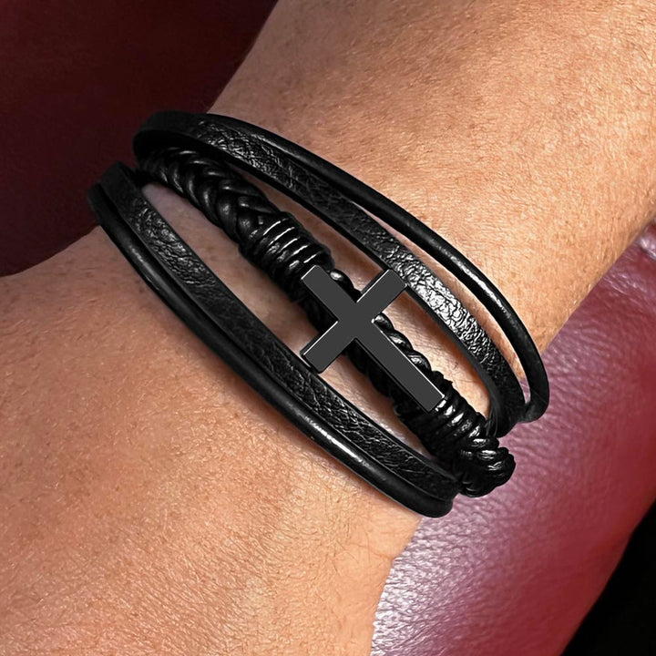 Men's Cross Leather Bracelet