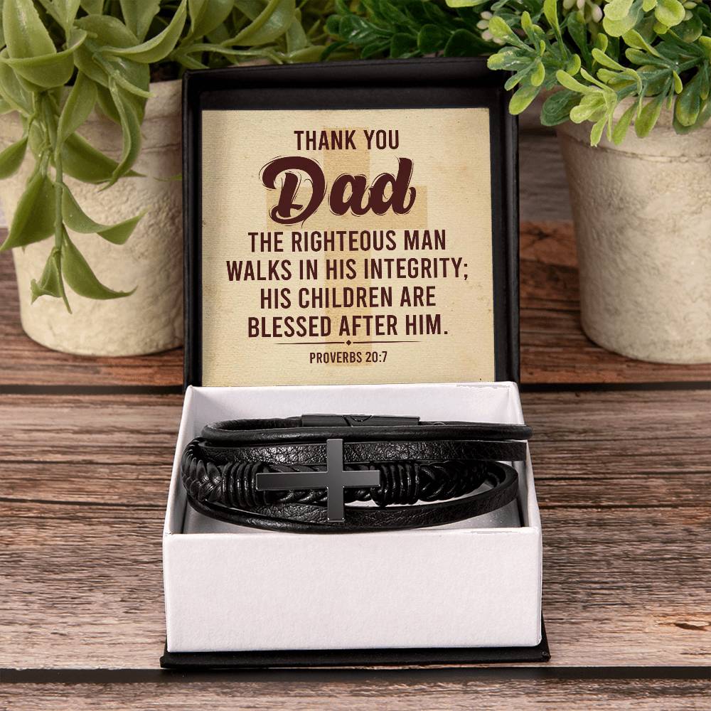 Dad Men's Cross Leather Bracelet