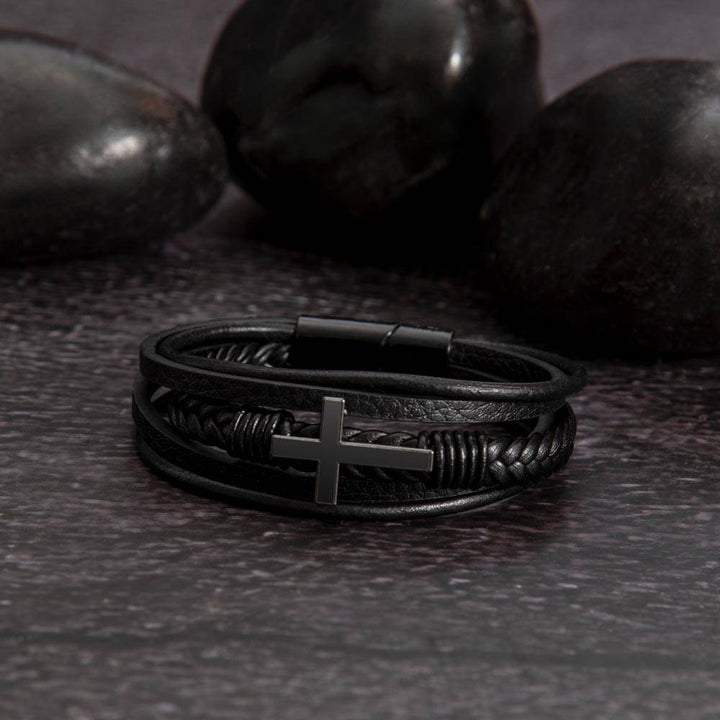 Men's Cross Leather Bracelet