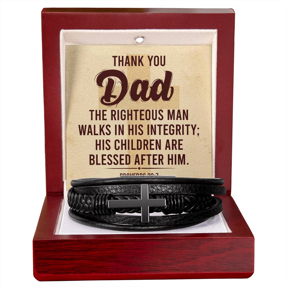 Dad Men's Cross Leather Bracelet