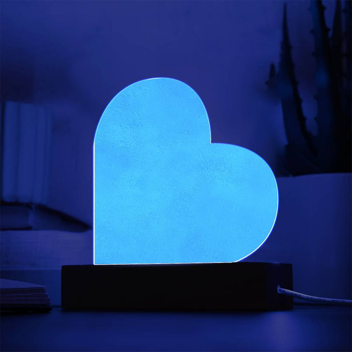 Engraved Acrylic Heart with LED Base w/Cord