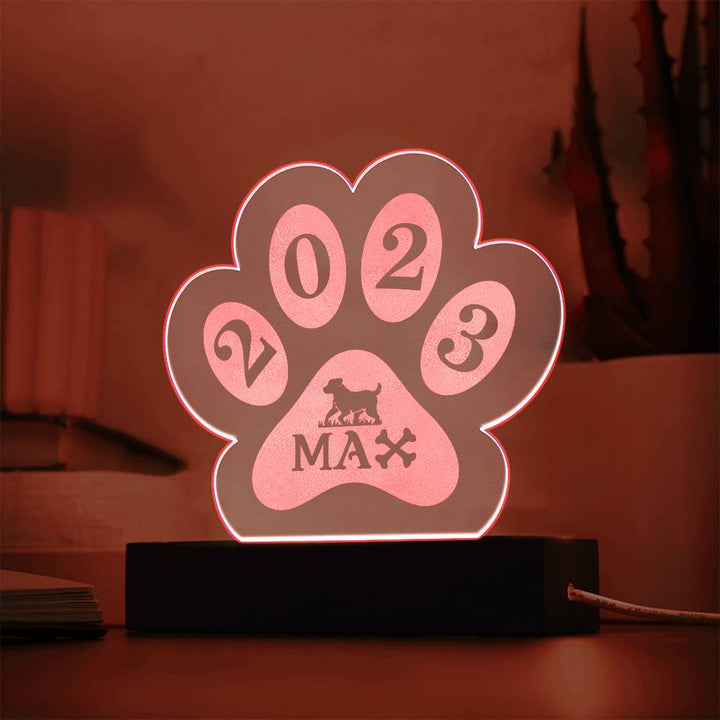 2023 Max - Engraved Acrylic Paw with LED Base w/Cord