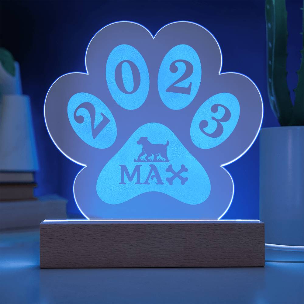 2023 Max - Engraved Acrylic Paw with LED Base w/Cord