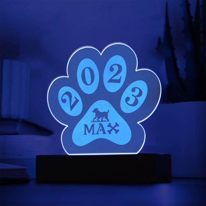 2023 Max - Engraved Acrylic Paw with LED Base w/Cord