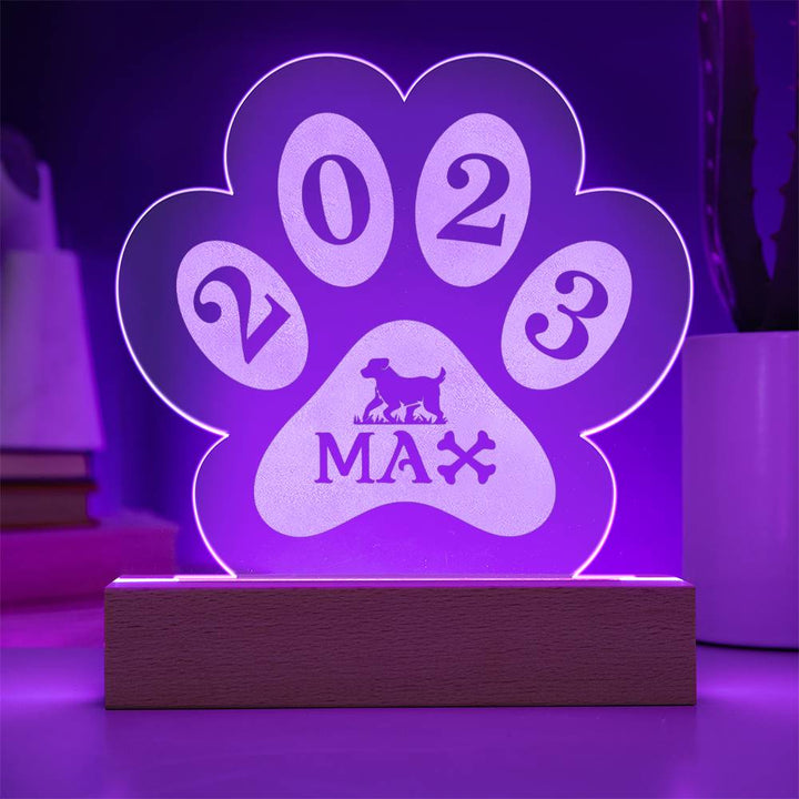 2023 Max - Engraved Acrylic Paw with LED Base w/Cord