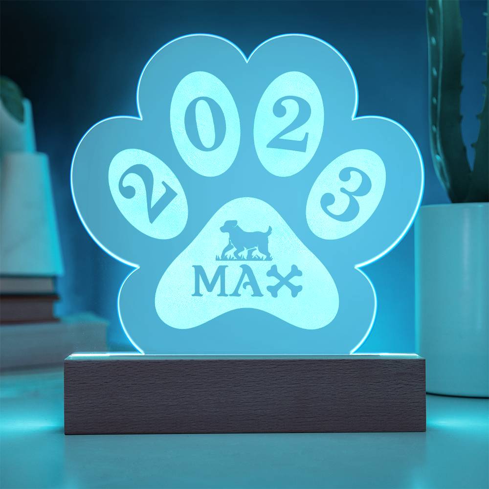 2023 Max - Engraved Acrylic Paw with LED Base w/Cord